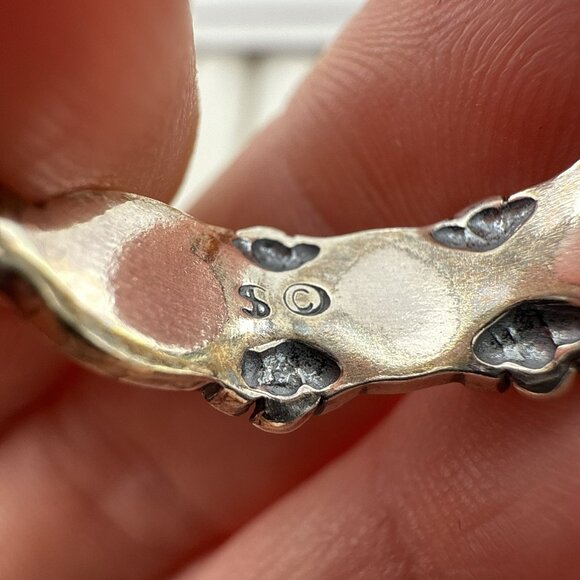 Shube Hoop Earrings Pink Rhodonite Dakota West Sterling Silver Hoops Cabochon - Picture 5 of 9